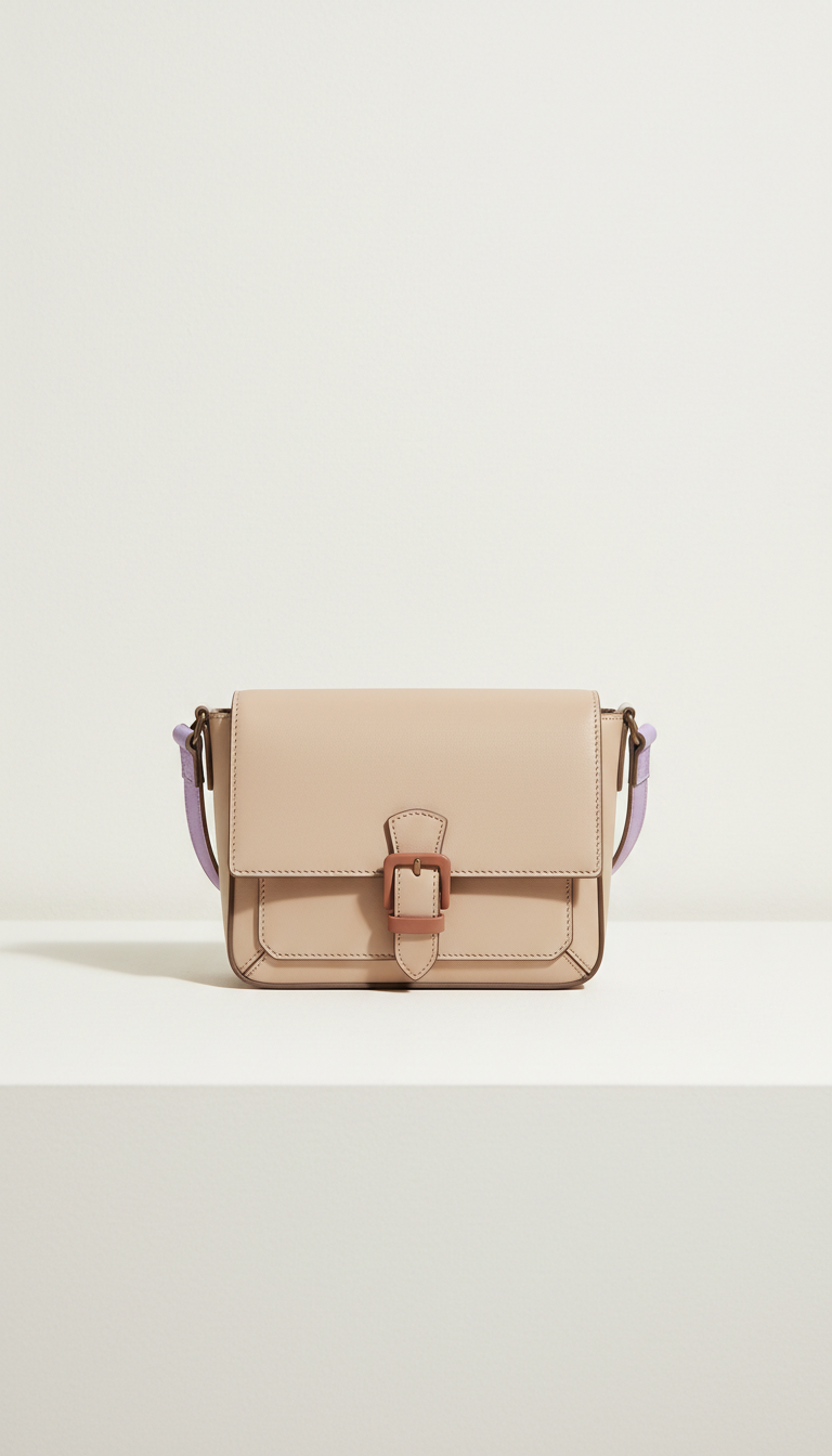Structured Leather Crossbody Bag with Magnetic Closure